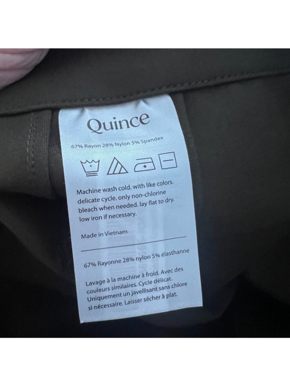 Quince Ultra Stretch Ponte Cropped Wide Leg Pants Olive Green Women's Size 16 - Picture 9 of 10